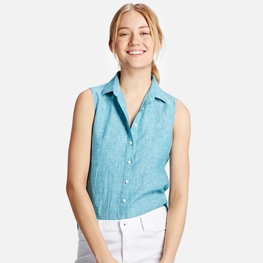 Uniqlo sleeveless premium linen top